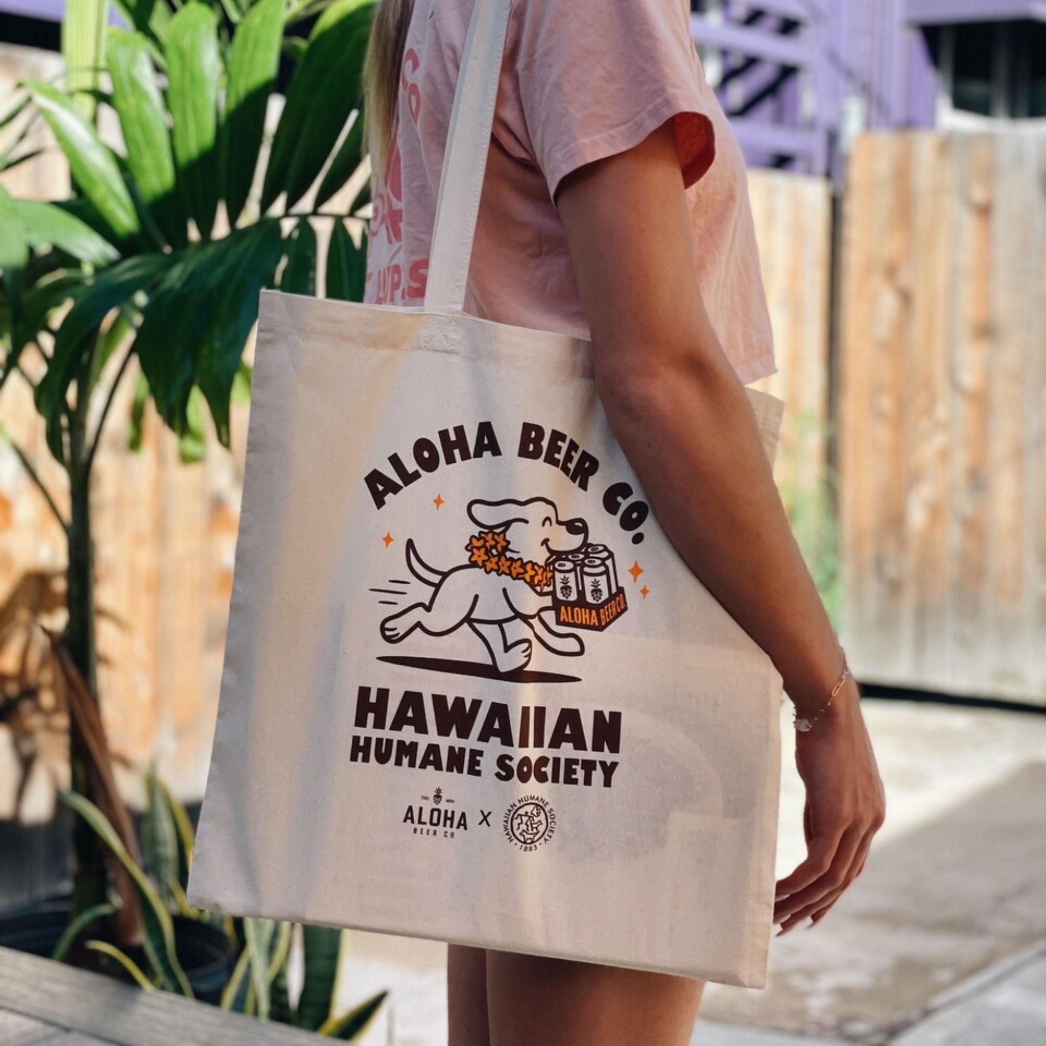 Aloha Beer Co x Hawaiian Humane Society Pup Lei Tote Bag Aloha Beer Co x Hawaiian Humane Society Pup Lei Tote Bag